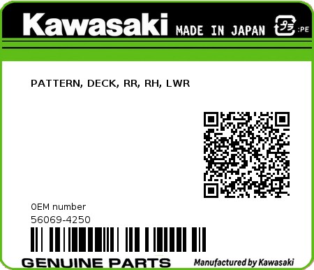 Product image: Kawasaki - 56069-4250 - PATTERN, DECK, RR, RH, LWR 