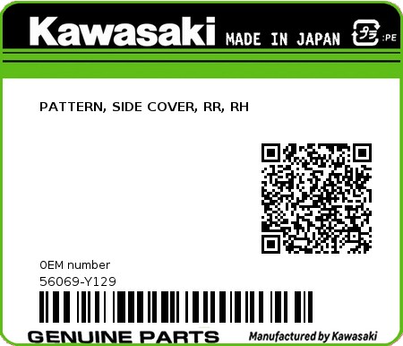 Product image: Kawasaki - 56069-Y129 - PATTERN, SIDE COVER, RR, RH 