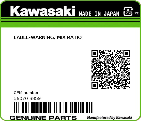 Product image: Kawasaki - 56070-3859 - LABEL-WARNING, MIX RATIO 