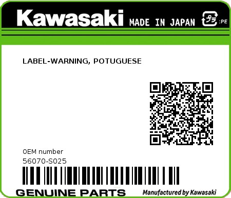 Product image: Kawasaki - 56070-S025 - LABEL-WARNING, POTUGUESE  0