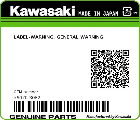 Product image: Kawasaki - 56070-S062 - LABEL-WARNING, GENERAL WARNING  0