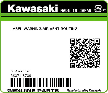 Product image: Kawasaki - 56071-3709 - LABEL-WARNING,AIR VENT ROUTING  0