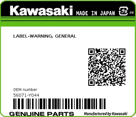 Product image: Kawasaki - 56071-Y044 - LABEL-WARNING, GENERAL 