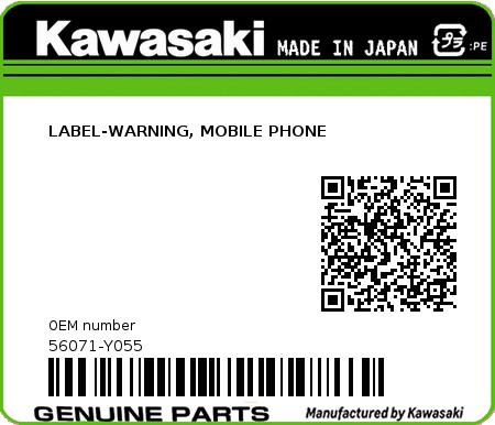 Product image: Kawasaki - 56071-Y055 - LABEL-WARNING, MOBILE PHONE  0
