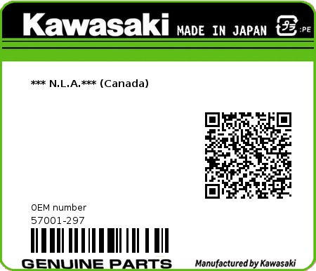 Product image: Kawasaki - 57001-297 - *** N.L.A.*** (Canada)  0