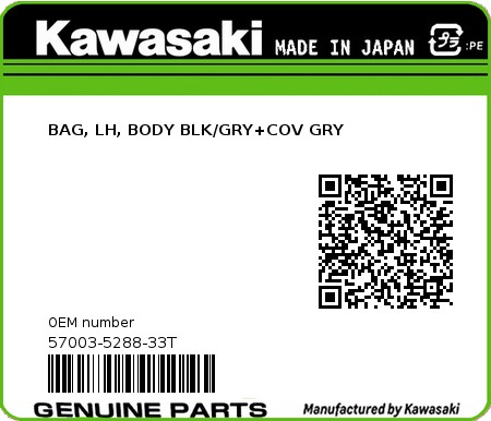 Product image: Kawasaki - 57003-5288-33T - BAG, LH, BODY BLK/GRY+COV GRY  0