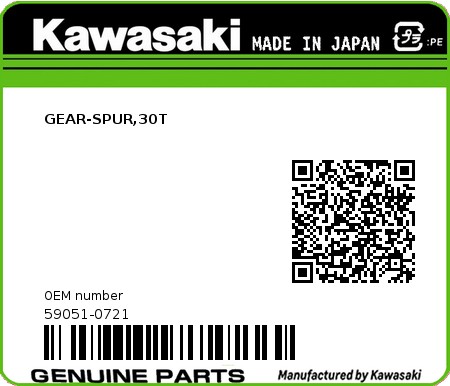 Product image: Kawasaki - 59051-0721 - GEAR-SPUR,30T 