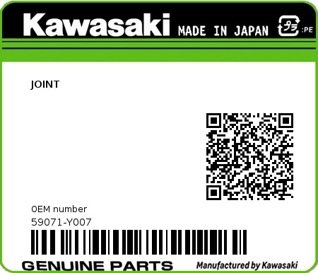 Product image: Kawasaki - 59071-Y007 - JOINT  0