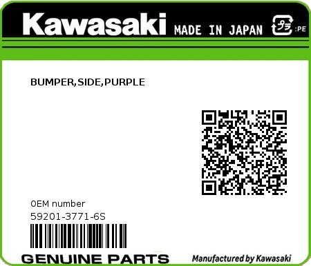 Product image: Kawasaki - 59201-3771-6S - BUMPER,SIDE,PURPLE  0