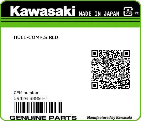 Product image: Kawasaki - 59426-3889-H1 - HULL-COMP,S.RED 