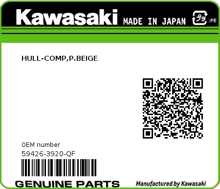 Product image: Kawasaki - 59426-3920-QF - HULL-COMP,P.BEIGE 