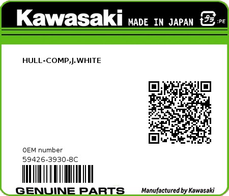 Product image: Kawasaki - 59426-3930-8C - HULL-COMP,J.WHITE 