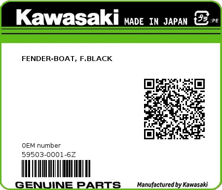Product image: Kawasaki - 59503-0001-6Z - FENDER-BOAT, F.BLACK  0