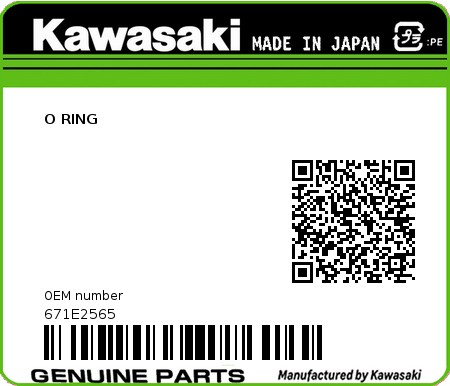 Product image: Kawasaki - 671E2565 - O RING  0