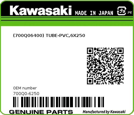 Product image: Kawasaki - 700Q0-6250 - (700Q06400) TUBE-PVC,6X250  0