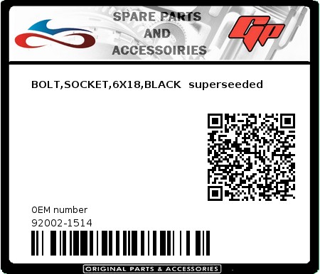 Product image:  - 92002-1514 - BOLT,SOCKET,6X18,BLACK  superseeded 