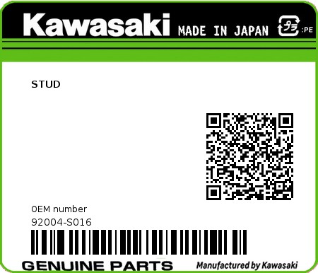 Product image: Kawasaki - 92004-S016 - STUD  0