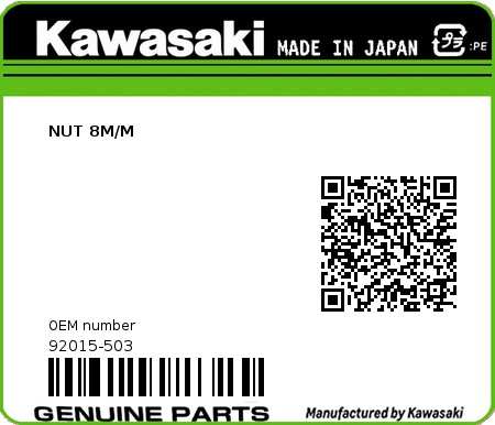 Product image: Kawasaki - 92015-503 - NUT 8M/M 