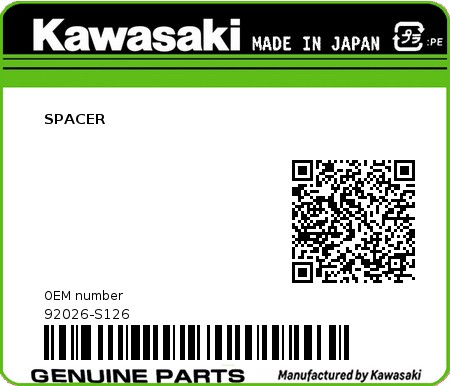 Product image: Kawasaki - 92026-S126 - SPACER  0