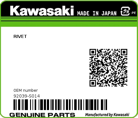 Product image: Kawasaki - 92039-S014 - RIVET 