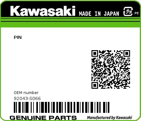 Product image: Kawasaki - 92043-S066 - PIN  0