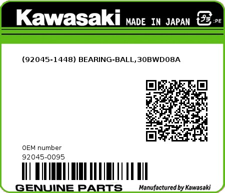 Product image: Kawasaki - 92045-0095 - (92045-1448) BEARING-BALL,30BWD08A 