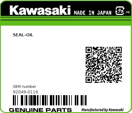 Product image: Kawasaki - 92049-0116 - SEAL-OIL 