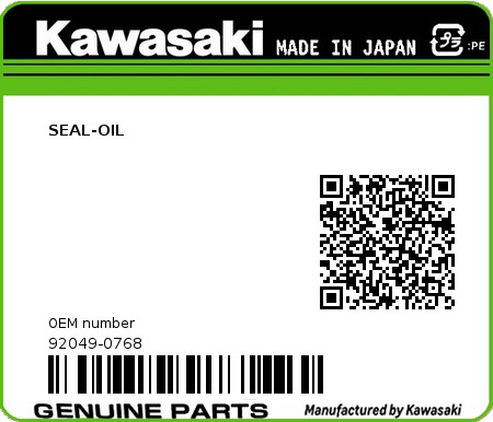 Product image: Kawasaki - 92049-0768 - SEAL-OIL 