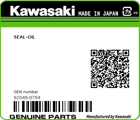 Product image: Kawasaki - 92049-0794 - SEAL-OIL 