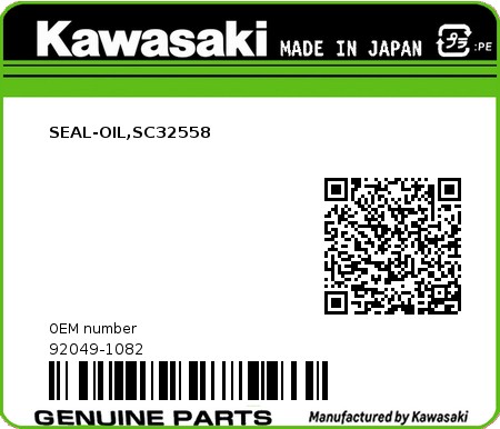 Product image: Kawasaki - 92049-1082 - SEAL-OIL,SC32558 