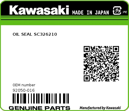 Product image: Kawasaki - 92050-016 - OIL SEAL SC326210 