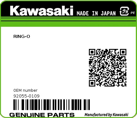 Product image: Kawasaki - 92055-0109 - RING-O  0