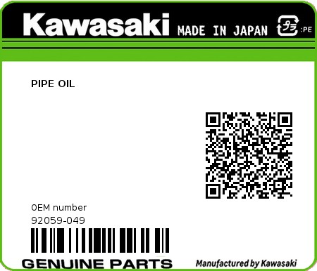 Product image: Kawasaki - 92059-049 - PIPE OIL 