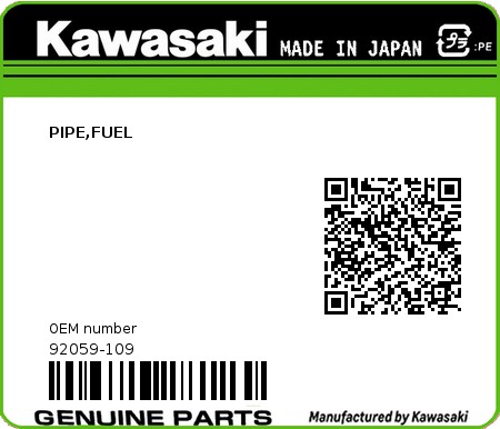 Product image: Kawasaki - 92059-109 - PIPE,FUEL  0