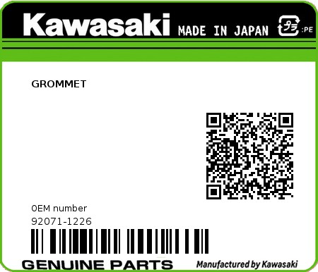 Product image: Kawasaki - 92071-1226 - GROMMET 