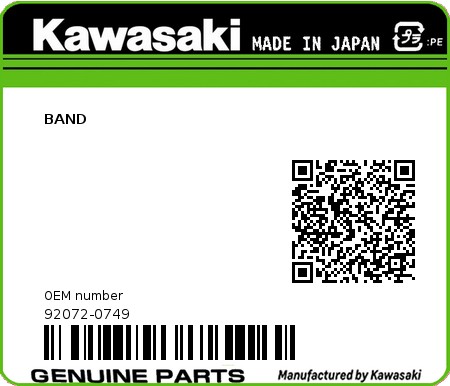 Product image: Kawasaki - 92072-0749 - BAND  0