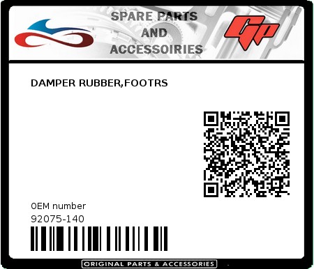 Product image:  - 92075-140 - DAMPER RUBBER,FOOTRS 