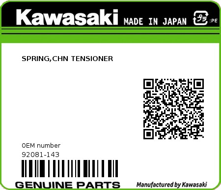 Product image: Kawasaki - 92081-143 - SPRING,CHN TENSIONER  0