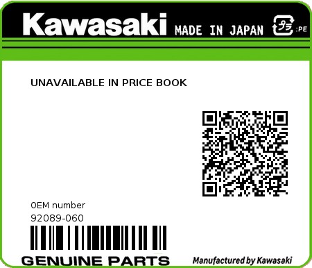 Product image: Kawasaki - 92089-060 - UNAVAILABLE IN PRICE BOOK 