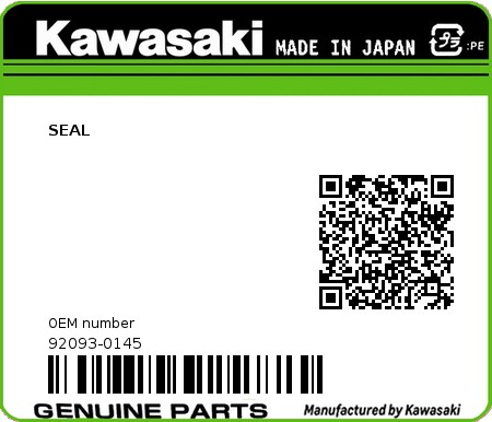 Product image: Kawasaki - 92093-0145 - SEAL  0