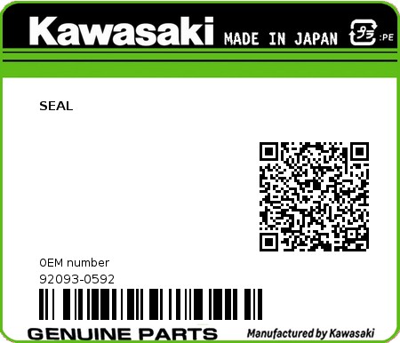 Product image: Kawasaki - 92093-0592 - SEAL  0
