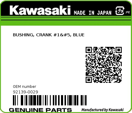 Product image: Kawasaki - 92139-0029 - BUSHING, CRANK #1&#5, BLUE  0