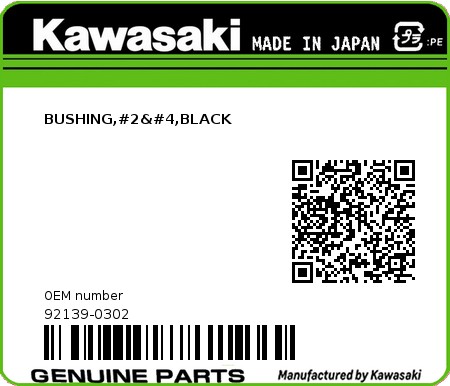 Product image: Kawasaki - 92139-0302 - BUSHING,#2&#4,BLACK  0