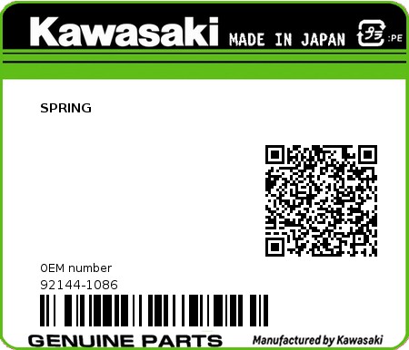 Product image: Kawasaki - 92144-1086 - SPRING  0