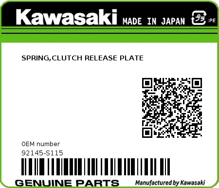 Product image: Kawasaki - 92145-S115 - SPRING,CLUTCH RELEASE PLATE 