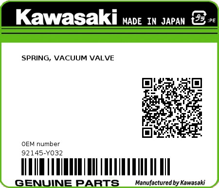 Product image: Kawasaki - 92145-Y032 - SPRING, VACUUM VALVE 