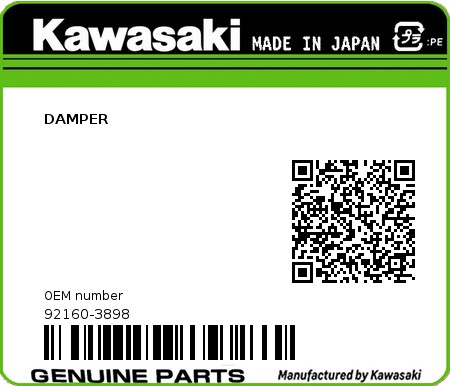 Product image: Kawasaki - 92160-3898 - DAMPER  0