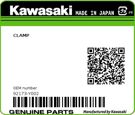 Product image: Kawasaki - 92173-Y002 - CLAMP 