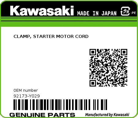 Product image: Kawasaki - 92173-Y029 - CLAMP, STARTER MOTOR CORD  0