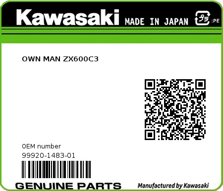 Product image: Kawasaki - 99920-1483-01 - OWN MAN ZX600C3  0